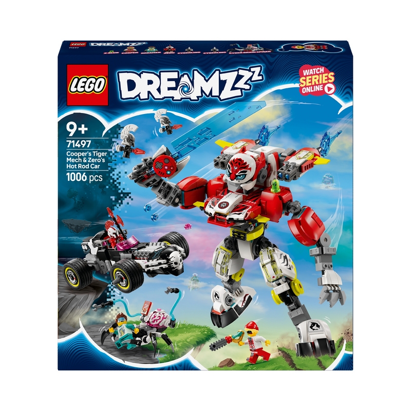 LEGO DREAMZzz 71497 Cooperov tigrí robot a Zeroov hot rod